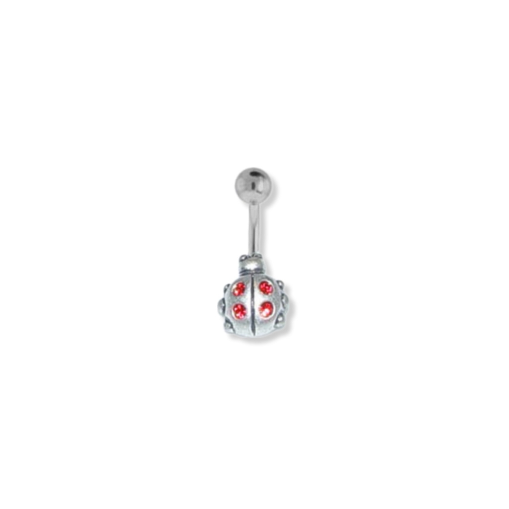 316l Antique Silver Ladybug Belly Button Ring 316l Surgical Steel